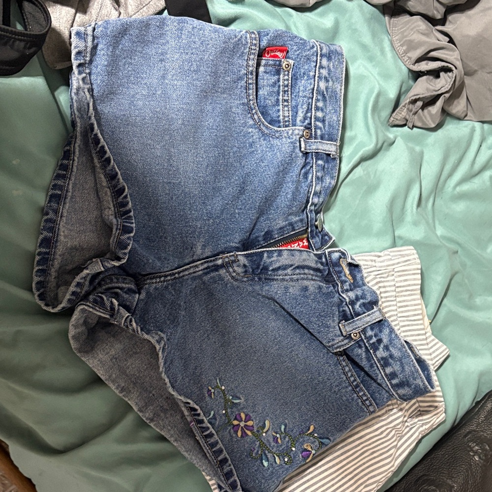 Women's Blue Jean Shorts with Embroidery
